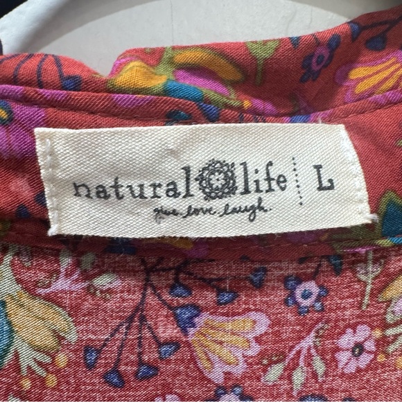 Natural Life Rebecca Maxi Dress Pockets Red Clay Long Sleeve Tiered Bohemian L - Picture 6 of 14